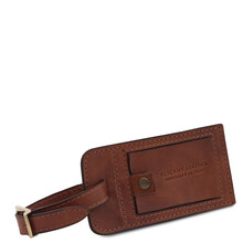 Matte leather luggage tag Brown