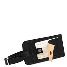 Matte leather luggage tag Black