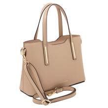 Olimpia Leather tote - Small size Light Taupe