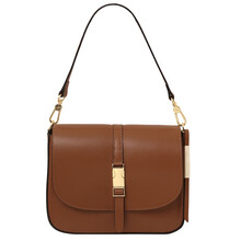 Nausica Leather shoulder bag Cognac