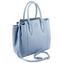 Tulipan Leather handbag Light Blue