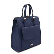 TL Bag Leather Backpack for Women Dark Blue