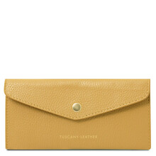 Leather envelope wallet Pastel yellow