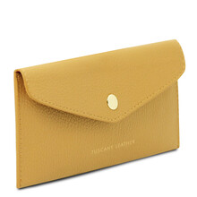 Leather envelope wallet Pastel yellow