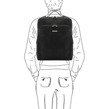 Bangkok Leather laptop backpack - Large size Black
