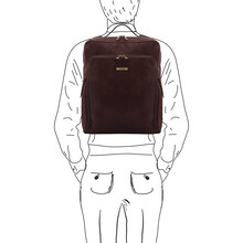 Bangkok Leather laptop backpack - Large size Dark Brown