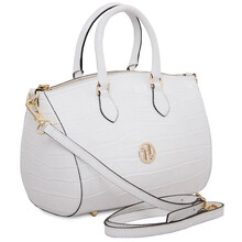 Layla Croc print leather duffle bag White