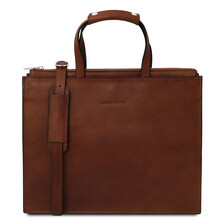 Palermo Leather briefcase 3 compartments for women Brown