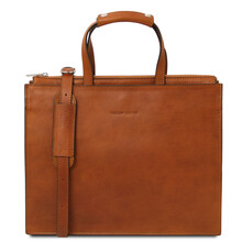 Palermo Leather briefcase 3 compartments for women Natural