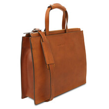 Palermo Leather briefcase 3 compartments for women Natural
