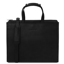 Palermo Leather briefcase 3 compartments for women Black
