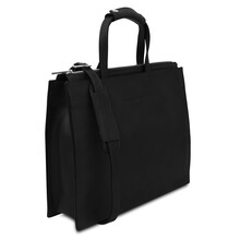 Palermo Leather briefcase 3 compartments for women Black