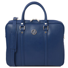 Prato Exclusive Saffiano leather laptop case Dark Blue