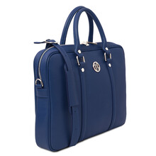 Prato Exclusive Saffiano leather laptop case Dark Blue