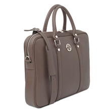 Prato Exclusive Saffiano leather laptop case Dark Taupe
