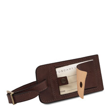 Matte leather luggage tag Dark Brown