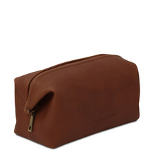 Geanta cosmetice piele maro, marime mica, Tuscany Leather, Smarty