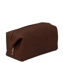 Geanta cosmetice piele maro inchis, marime mica, Tuscany Leather, Smarty