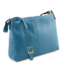 Geanta piele naturala dama Tuscany Leather, albastru deschis