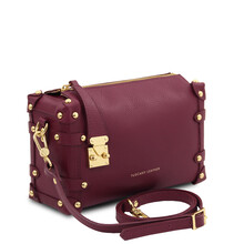 Praline Leather handbag Bordeaux