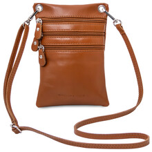 Maira Soft leather mini cross bag Cognac
