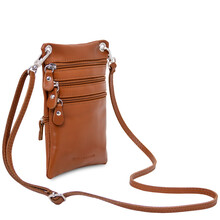 Maira Soft leather mini cross bag Cognac