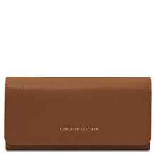 Iside Exclusive leather wallet - Large size Cognac