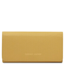 Iside Exclusive leather wallet - Large size Pastel yellow