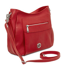 Brenda Soft leather shoulder bag Lipstick Red