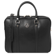 Prato Exclusive Saffiano leather laptop case Black
