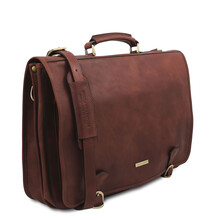 Geanta messenger barbati din piele naturala Tuscany Leather, maro, Ancona