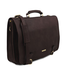 Geanta messenger barbati din piele Tuscany Leather, maro inchis, Ancona