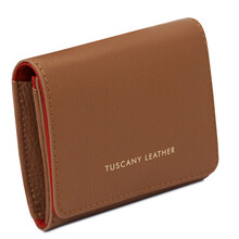 Iside Exclusive leather wallet - Small size Cognac