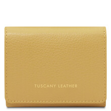 Iside Exclusive leather wallet - Small size Pastel yellow