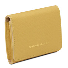 Iside Exclusive leather wallet - Small size Pastel yellow
