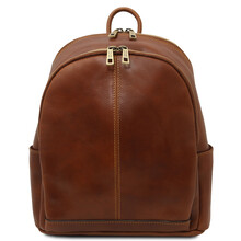 Canberra 2 Compartments leather backpack Brown