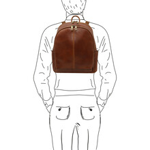 Canberra 2 Compartments leather backpack Brown