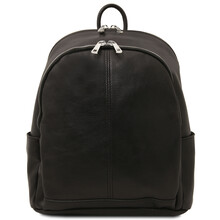 Canberra 2 Compartments leather backpack Black