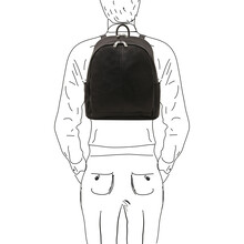 Canberra 2 Compartments leather backpack Black