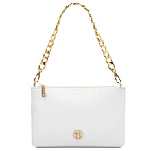 Diva Leather clutch with chain strap White