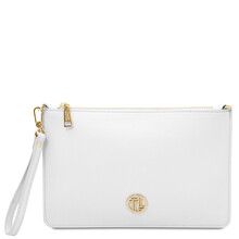 Diva Leather clutch with chain strap White