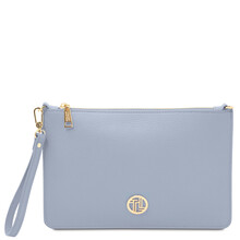 Diva Leather clutch with chain strap Light Blue