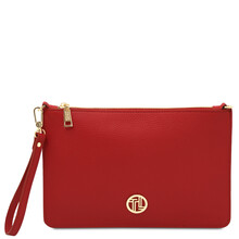 Diva Leather clutch with chain strap Lipstick Red