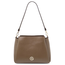 Abby Leather shoulder bag Dark Taupe