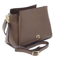 Abby Leather shoulder bag Dark Taupe