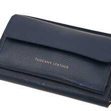 Urania Leather wallet/phone holder with strap Dark Blue