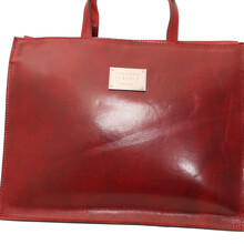 Servieta dama din piele naturala Tuscany Leather, rosie, Palermo