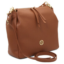 Amy Soft leather shopping bag Cognac