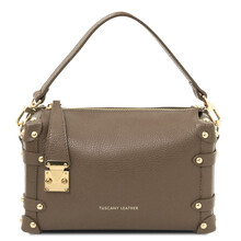 Praline Soft leather duffle bag Dark Taupe