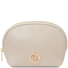 Vera Soft leather toiletry case Beige